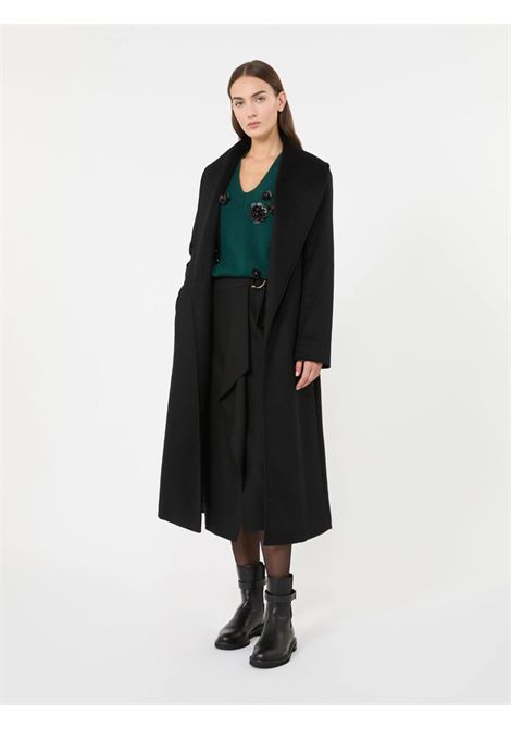Max Mara Studio Women's MSTLORIANA Black Pure Wool Wrap Robe Coat Max Mara Studio |  | 2626016202600013